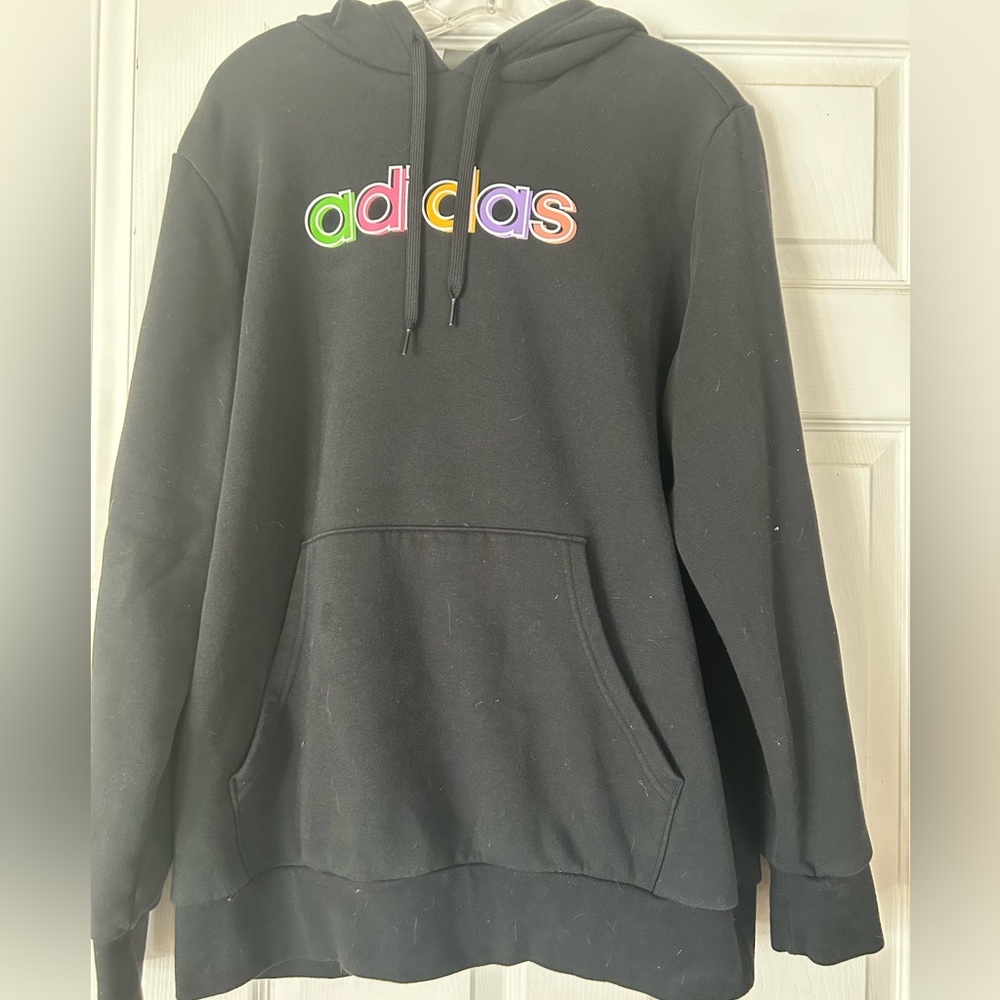 adidas Black Hoodie with Multicolor Logo